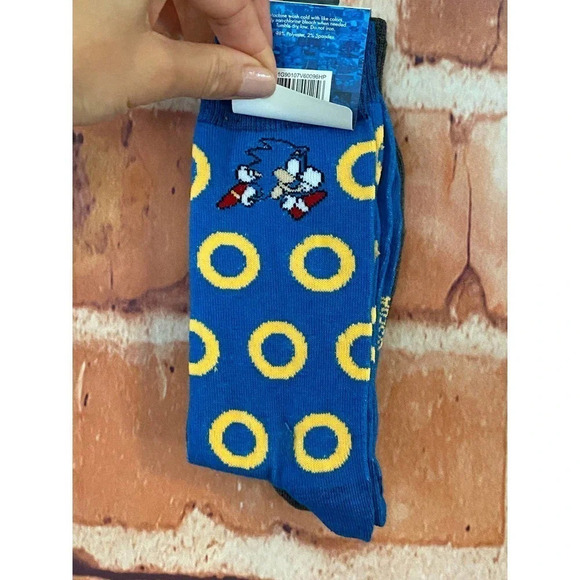 Sonic The Hedge Hog Soft Cozy Crew Fall Winter Socks New Men's 2 Pair Set - Picture 5 of 6